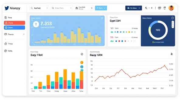 A sleek and modern social media analytics dashboard displaying real-time data insights and sentiment analysis graphs, illustrating the power and sophistication of the AI-powered social listening tool.