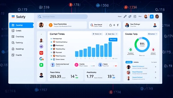 An animated visualization of a social media dashboard with AI-powered features guiding users through content scheduling, engagement analysis, and audience targeting, illustrating efficiency and innovation in social media management.