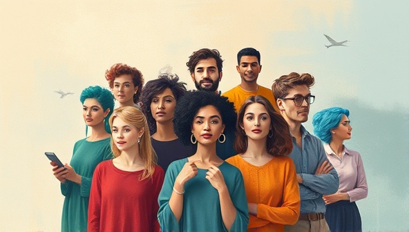 An artistic representation of diverse micro-influencers from various niches coming together in a collaborative setting, symbolizing the unique and focused approach of Nichefluence in connecting brands with authentic influencers for impactful marketing campaigns.