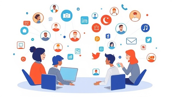An animated representation of users exchanging skills virtually, with icons representing various fields of expertise floating around as users interact and share knowledge, symbolizing the collaborative and dynamic nature of the platform.