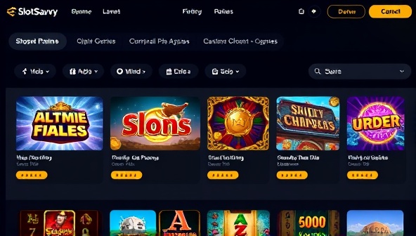 An AI interface displaying personalized slot recommendations based on player preferences, with colorful slot game thumbnails and ratings, showcasing the personalized and user-friendly nature of SlotSavvy AI.
