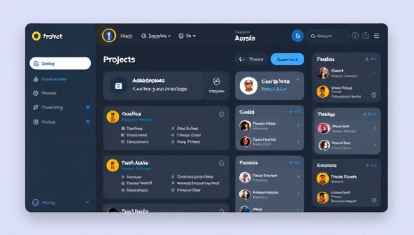 An interactive platform interface displaying a construction project dashboard with task assignments, team member profiles, and communication tools, showcasing the platform's user-friendly design and collaborative features for seamless project coordination and communication.