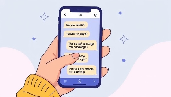 An illustration of a person engaging with the mental health chatbot on a smartphone screen, receiving supportive messages and mental health resources, creating a virtual companion for emotional well-being and crisis support.