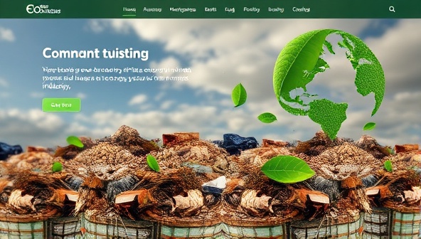 An eco-conscious marketplace interface featuring listings of recyclable mining waste materials, green technology solutions, and success stories of companies achieving sustainability goals through waste recycling initiatives, promoting a greener future for the mining industry.