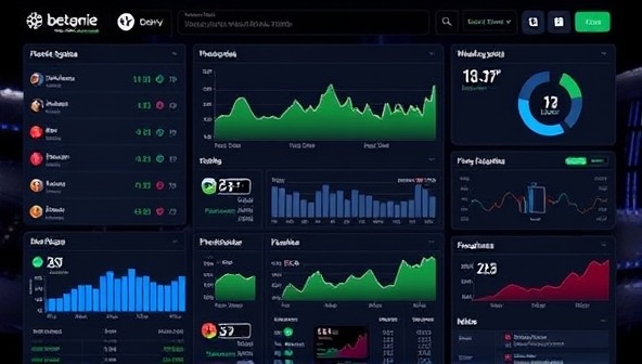 An AI-powered interface displaying live sports data and predictive analyses, with graphs and charts showcasing winning probabilities and betting suggestions, highlighting the cutting-edge technology behind BetGenie AI.