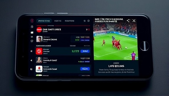 A mobile device screen displaying a live sports event with betting options, real-time odds updates, and interactive features for users to engage with other bettors and follow the action, illustrating the dynamic and immersive live betting experience offered by the app.