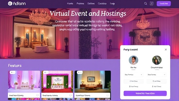 A virtual event planning and hosting platform interface, displaying a variety of event themes, decor options, and interactive features for clients to customize their virtual events, showcasing a seamless and user-friendly event planning experience that inspires creativity and engagement.