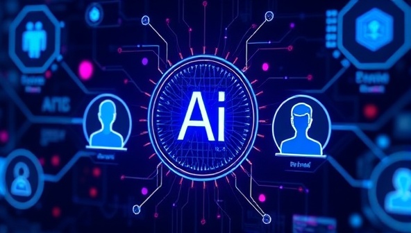 An eye-catching digital interface displaying AI algorithms matching influencers with brand profiles, symbolizing efficiency and precision in partnership selection.