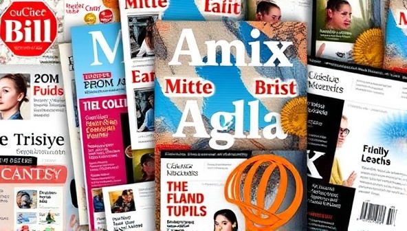An artistic representation of a digital magazine cover with customizable elements like topics, images, and fonts blending together seamlessly, symbolizing the personalized and tailored experience of MagiMix digital magazine subscriptions.