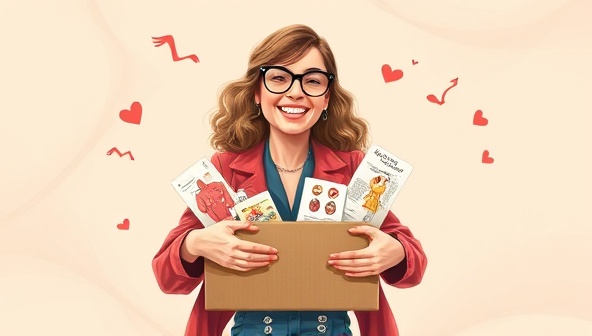 An artistic rendering of a vintage fashion lover joyfully unboxing a RetroRevive subscription box filled with beautifully curated retro clothing pieces, accessories, and style inspiration cards, evoking a sense of nostalgia and fashion discovery.