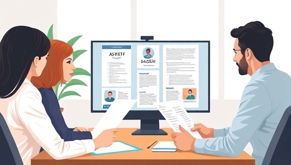An illustrative scene of a virtual tax audit assistance team collaborating over a video call with a client, reviewing documents and preparing strategies for an audit defense, conveying professionalism and expertise in tax matters.