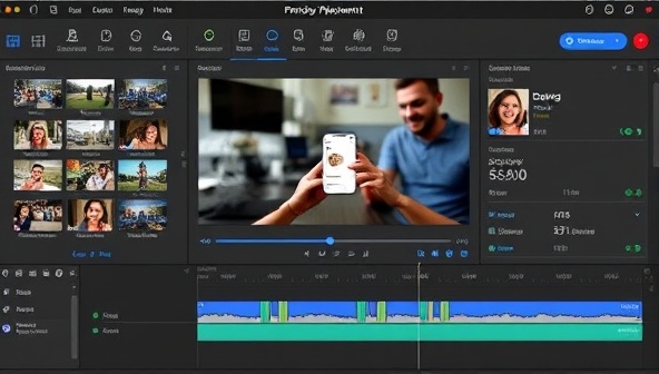 A video editing software interface showing a seamlessly integrated branded product placement within a popular content creator's video, with engagement metrics and audience demographics displayed, highlighting the natural and effective integration of products into digital content.
