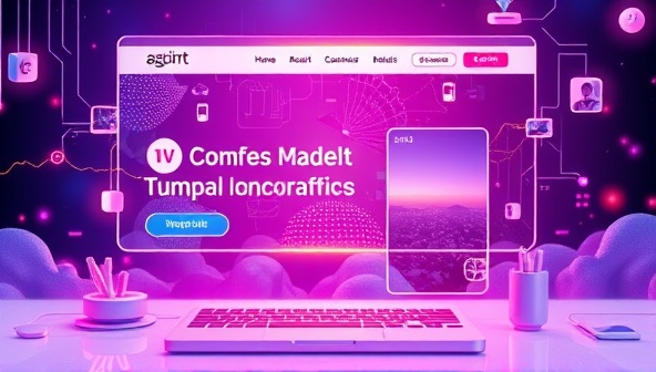 An artistic representation of a website interface overlaid with AR elements like 3D models, interactive buttons, and animated effects, creating a visually captivating and immersive digital environment, showcasing the fusion of reality and digital innovation in web design.