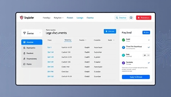 A sleek and modern website interface showcasing a user-friendly dashboard where legal documents are being automatically generated and customized in real-time, with AI algorithms running in the background, symbolizing efficiency and innovation.