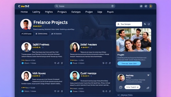 An online platform interface showcasing various freelance project listings in government sectors, with profiles of skilled freelancers, project descriptions, and client reviews, highlighting diversity and expertise in public sector projects.