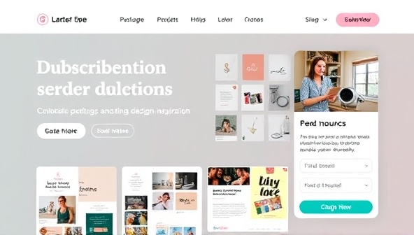 An online subscription service landing page featuring a variety of design packages, mood boards, and design resources, with vibrant visuals and engaging content to entice subscribers and showcase the value of ongoing design inspiration and support.