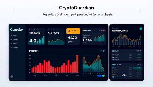 An image featuring a sleek and modern dashboard of the CryptoGuardian platform displaying real-time cryptocurrency prices, portfolio performance charts, and personalized investment recommendations, conveying trustworthiness and sophistication in managing digital assets.
