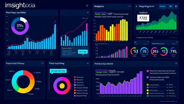 A visually striking infographic displaying colorful data visualizations and analytics insights generated by InsightAI Social, conveying the power and sophistication of the AI-powered social media analytics tool in a visually compelling manner.