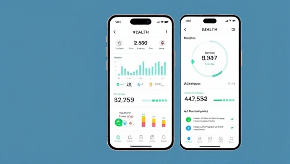 An innovative mobile app interface displaying personalized health insights, real-time monitoring data, and AI-driven health recommendations, illustrating the cutting-edge technology and user-centric design of HealthAI Watch.