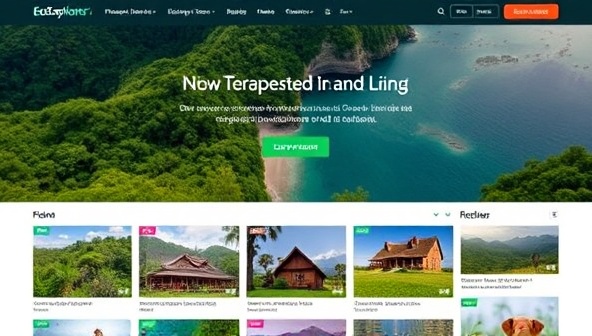 A digital platform showcasing a diverse range of eco-friendly travel destinations, sustainable accommodations, and conservation projects supported by the EcoExplorer Network, featuring vibrant images of nature reserves, eco-lodges, and responsible travel initiatives, inspiring travelers to explore the world sustainably.
