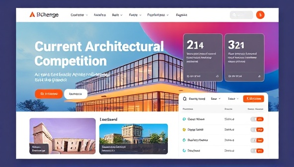 An online design challenge platform interface showcasing a current architectural competition with vibrant visuals, participant submissions, and a leaderboard, creating a competitive and inspiring environment for architects and designers to showcase their skills and creativity.