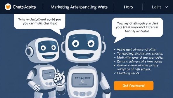 An animated chatbot interface with speech bubbles and interactive buttons, engaging with users in a friendly and helpful manner, illustrating the conversational and interactive nature of ChatMagnet Assist's marketing assistant subscription service.
