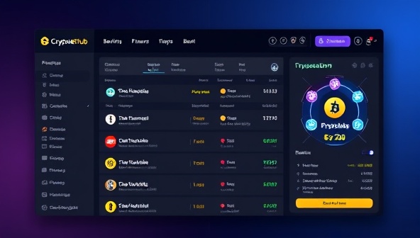 A sleek and modern online platform interface displaying various cryptocurrency betting options, secure transaction icons, and blockchain technology integration, showcasing the cutting-edge features and benefits of CryptoBetHub.