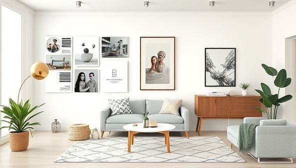 An artistic visualization of a virtual interior design consultation session with a professional designer showcasing design concepts on a digital mood board, discussing decor ideas with a client through a virtual call, and presenting 3D room renderings for a home transformation project, creating an interactive and inspiring virtual design experience.