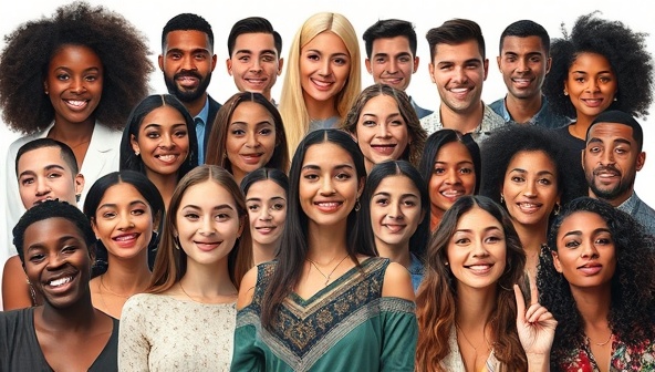An artistic collage of diverse influencers with different styles and demographics, symbolizing the variety and reach of influencer partnerships that this agency facilitates.