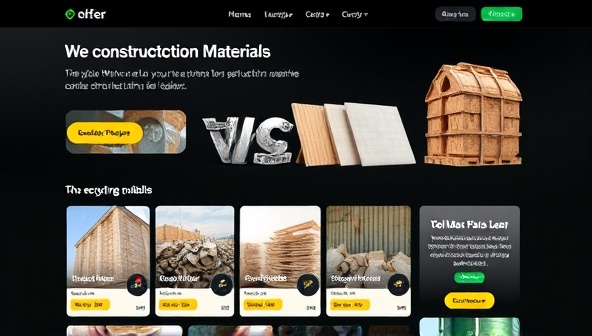 An interactive platform interface featuring a variety of construction materials available for recycling, displayed with images, descriptions, and pricing details, showcasing the platform's commitment to sustainability and resource conservation in the construction industry.