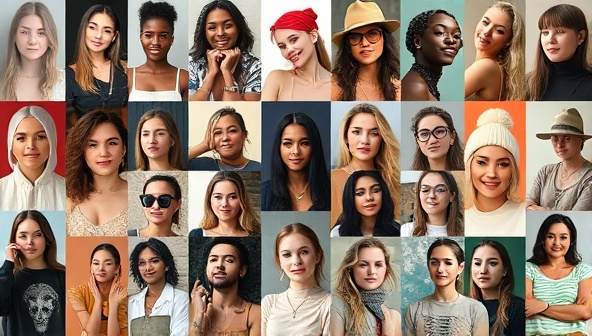 An eclectic collage featuring diverse micro-influencers from various niche markets, each showcasing their unique style and content, symbolizing the agency's focus on authentic and specialized influencer partnerships.
