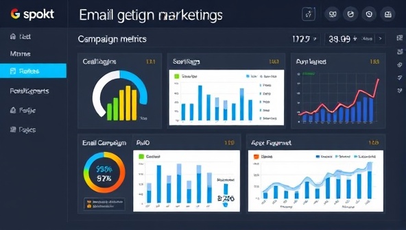An elegant and sophisticated email marketing dashboard displaying personalized campaign metrics and engagement statistics, with visually appealing graphs and charts highlighting success rates.