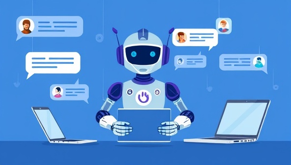 An illustration of a chatbot seamlessly assisting customers with inquiries and support requests across multiple devices, showcasing the efficiency and convenience of using ChatGenie for automated customer engagement.