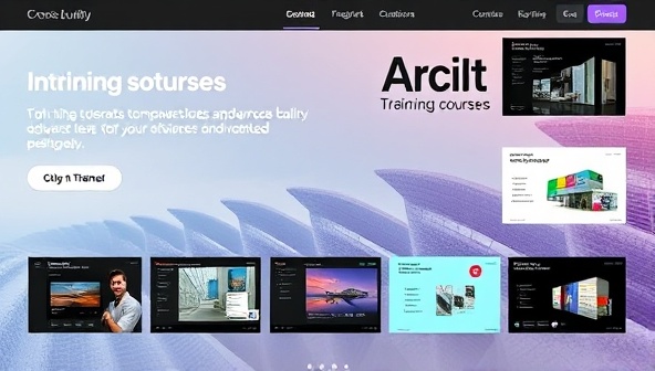 An educational platform interface showcasing a variety of architectural software training courses, featuring interactive tutorials, software demonstrations, and practical exercises designed to empower users with advanced software skills and knowledge, fostering a culture of continuous learning and innovation within the architecture community.