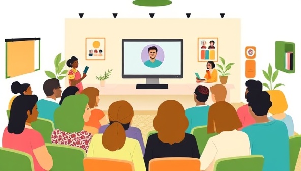 A vibrant and inclusive virtual community space featuring diverse avatars attending a live wellness coaching session, engaging in discussions, and accessing educational resources, fostering a sense of belonging and empowerment within the WellNest Virtual Community.