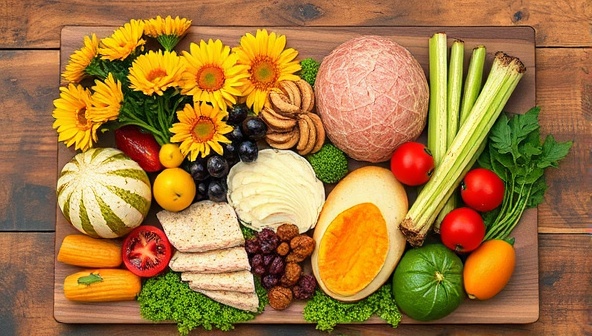 A beautifully arranged food platter resembling Vincent van Gogh's 