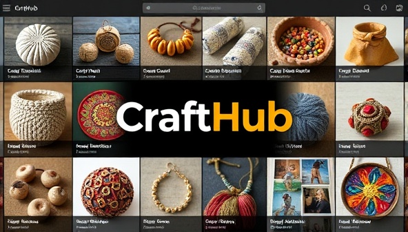 An aesthetically pleasing image of various handmade artisan products displayed on a digital platform, showcasing the diversity and craftsmanship of the items available on CraftHub.