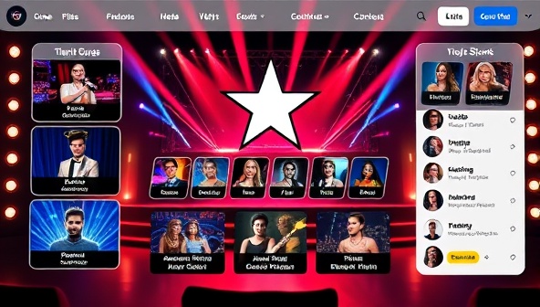 An engaging online talent show interface showcasing various talent categories, contestant profiles, and a live voting system, creating a dynamic and interactive platform for showcasing skills and discovering new talents.