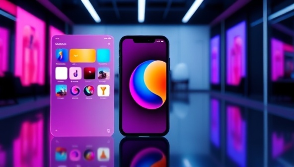 A vibrant and dynamic video loop showing the process of customizing a phone case online, with colorful design options popping up on the screen and the final product being revealed in a sleek, modern setting, capturing the essence of personalization and tech innovation.