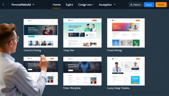 A visual representation of a user exploring various website template options on PersonaWebBuild, with dynamic design elements changing in real-time based on user selections and preferences, showcasing the personalized and customizable nature of the platform.