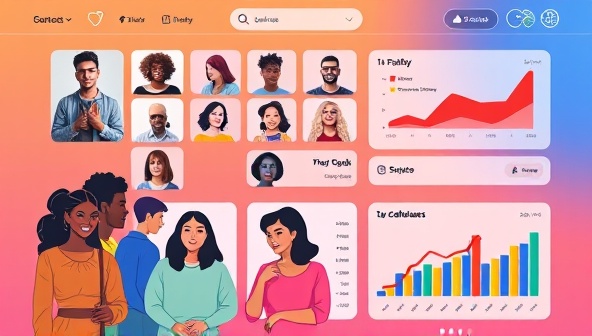 A vibrant digital platform interface showcasing diverse local influencers with engaging content, colorful analytics graphs, and a seamless brand collaboration process, symbolizing creativity and partnership.