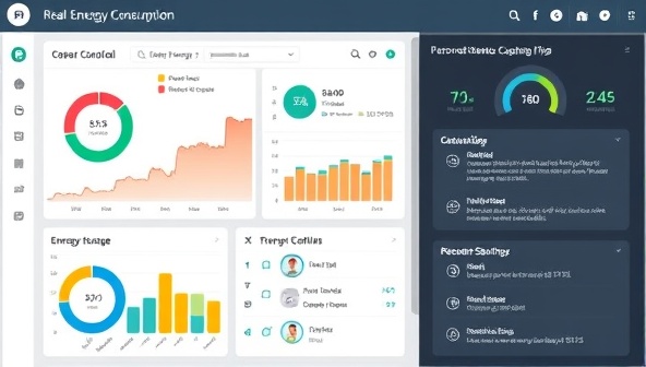 An interactive dashboard displaying real-time energy consumption data, charts showing usage trends, and personalized energy-saving tips, illustrating the service's analytical capabilities and user-friendly interface.