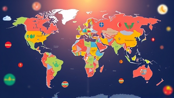 An artistic digital illustration showcasing a virtual global map with diverse cultural symbols and vibrant colors, representing the interconnectedness and richness of various cultures on the platform.