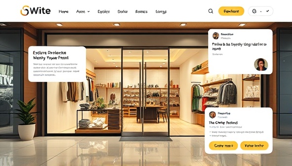 An interactive website mockup displaying a virtual storefront with clickable features for exploring products, live chat options with business owners, and customer reviews, illustrating a modern and engaging online shopping experience.