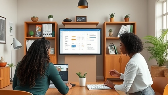 An interactive virtual finance workshop setting with participants engaging in budgeting exercises, investment simulations, and financial goal setting, illustrating the essence of financial empowerment and education through coaching.
