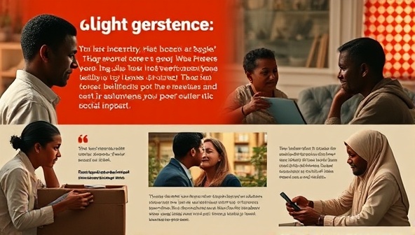 A captivating brand storytelling campaign visual featuring a heartwarming narrative accompanied by impactful visuals and testimonials from community members, employees, and beneficiaries, evoking emotions and highlighting the power of authentic storytelling for social impact.