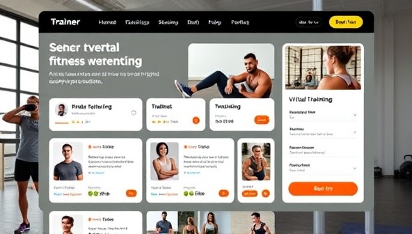 An interactive fitness marketplace platform showcasing trainer profiles, client testimonials, virtual training sessions, and booking options, offering a seamless and transparent way for clients to discover and connect with fitness professionals online.