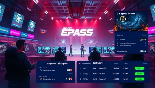 An engaging digital artwork showcasing a futuristic esports arena with high-tech gaming setups, competitive teams facing off in a virtual battle, and a dynamic betting interface displaying real-time odds and predictions for an esports betting subscription service.