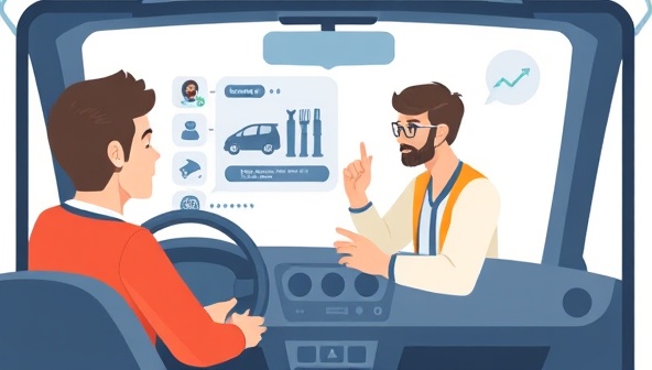 A digital illustration featuring a virtual chat interface where a car owner is receiving real-time technical support from an automotive expert, with diagnostic tools and repair manuals displayed on the screen, showcasing the convenience and reliability of the online car tech support service.