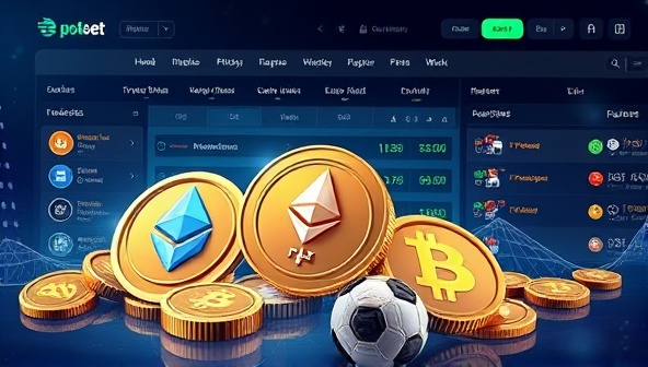 An engaging digital illustration showcasing various cryptocurrencies like Bitcoin, Ethereum, and Litecoin, integrated into a dynamic online betting platform interface with real-time odds and betting options, highlighting the fusion of crypto and gambling.